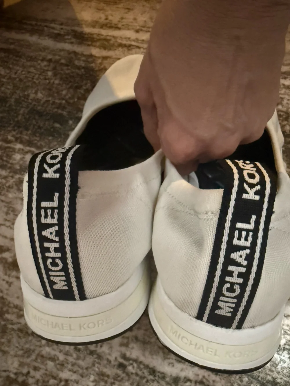 Michael Kors White Upton Ballet Slip-On Sneakers-logo at the heel (10-ladies) - Picture 5 of 12